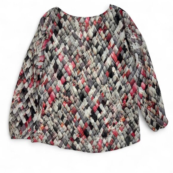 Liz Claiborne Petite Snake Print Sheer Long Sleeve Top Size PXL - Picture 3 of 5